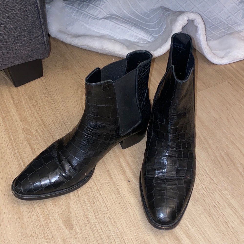Saint Laurent Crocodile Ankle Boots Size 38.